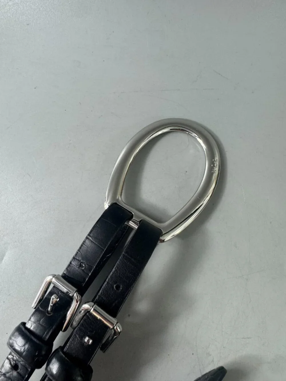 Lauren Ralph Lauren Tri-Strap Black Leather Belt, Size L